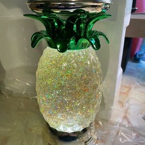 New Bath & Body Works Gold Pineapple Water Globe Pedestal 3wick Candle Holder-